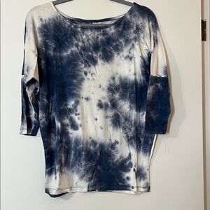 Hayden Navy and Cream Tie-Dye Long Sleeve Top